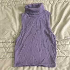 ZARA Sleeveless Purple Turtleneck Top